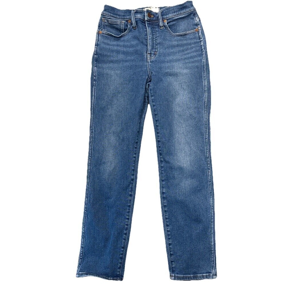 Madewell Stovepipe Jeans Womens 26 Blue High Rise Straight Leg Stretch Denim
